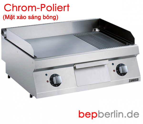 Bratplatte 800 x 700 x 250 mm, 8,4 kW, poliert, Chrom-1/3 gerillt, 2/3 glatt, EBP7 / 1 / 3GEV2HT